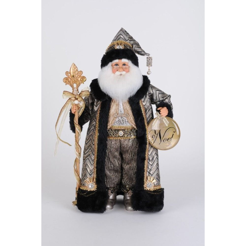 Karen Didion Silver And Gold Noel Santa Figurine Polyresin
