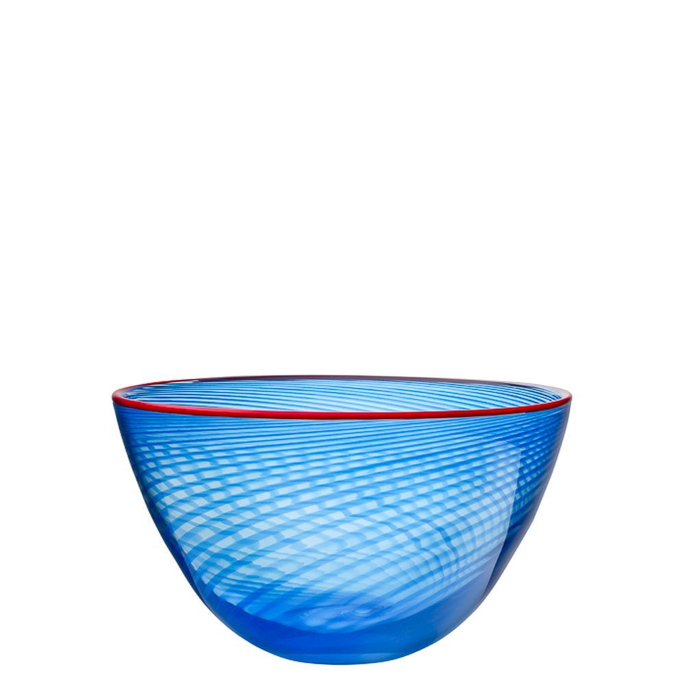 Kosta Boda Red Rim Bowl Small, Crystal, Blue