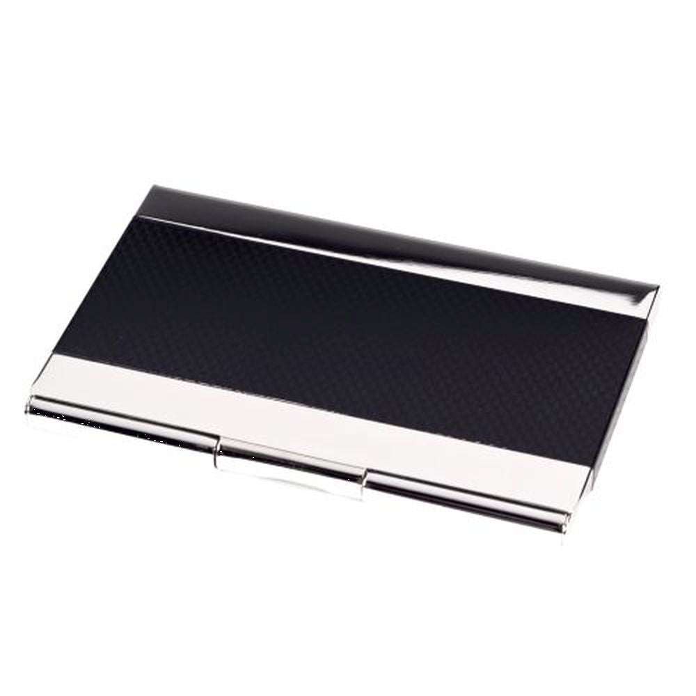 Nickel Plated Business Card Case With Black Anodized Trim
