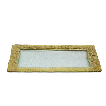 Classic Touch Décor Rectangular Glass Tray With Gold Border