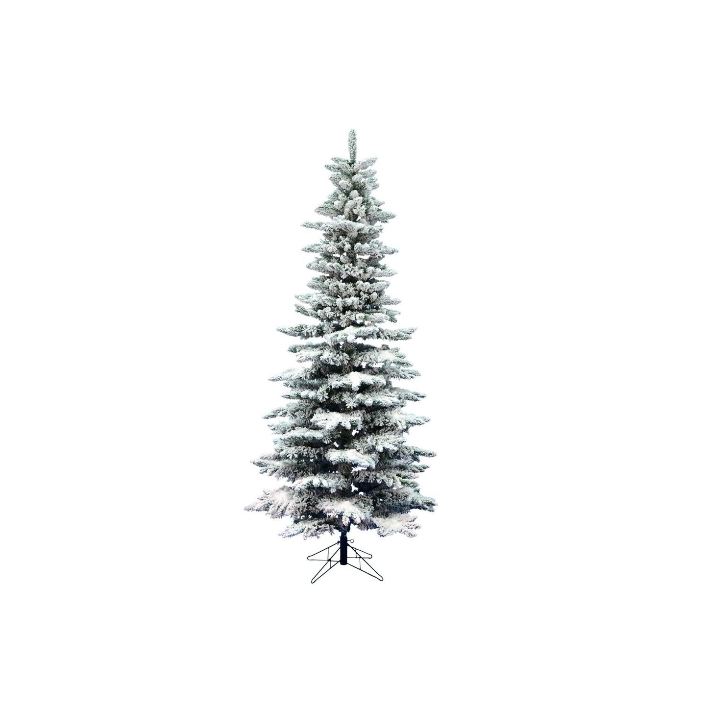 Vickerman 7.5' Flocked Utica Fir Slim Artificial Christmas Tree, Unlit