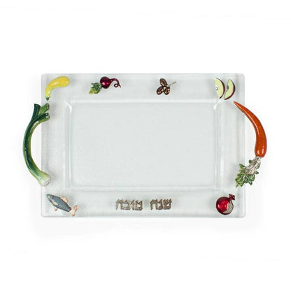 Quest Collection Rosh Hashanah Glass Tray