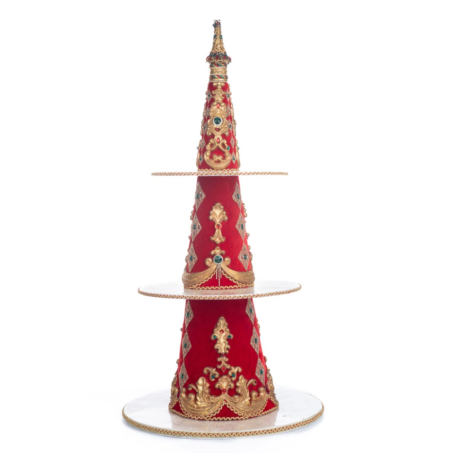 Katherine's Collection 2023 Christmas In The City Tree Tiered Tray Server Red Resin