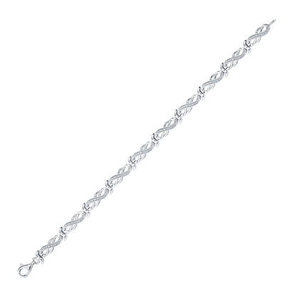 GND Sterling Silver Womens Round Diamond Infinity Link Bracelet .01 Cttw