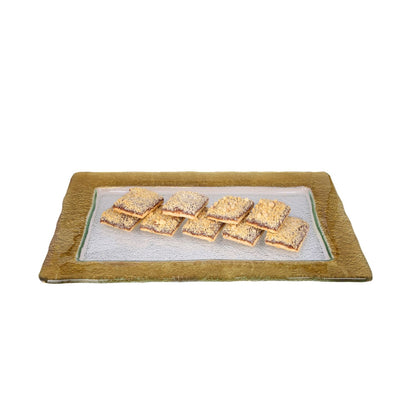 Classic Touch Décor Rectangular Glass Tray With Gold Border