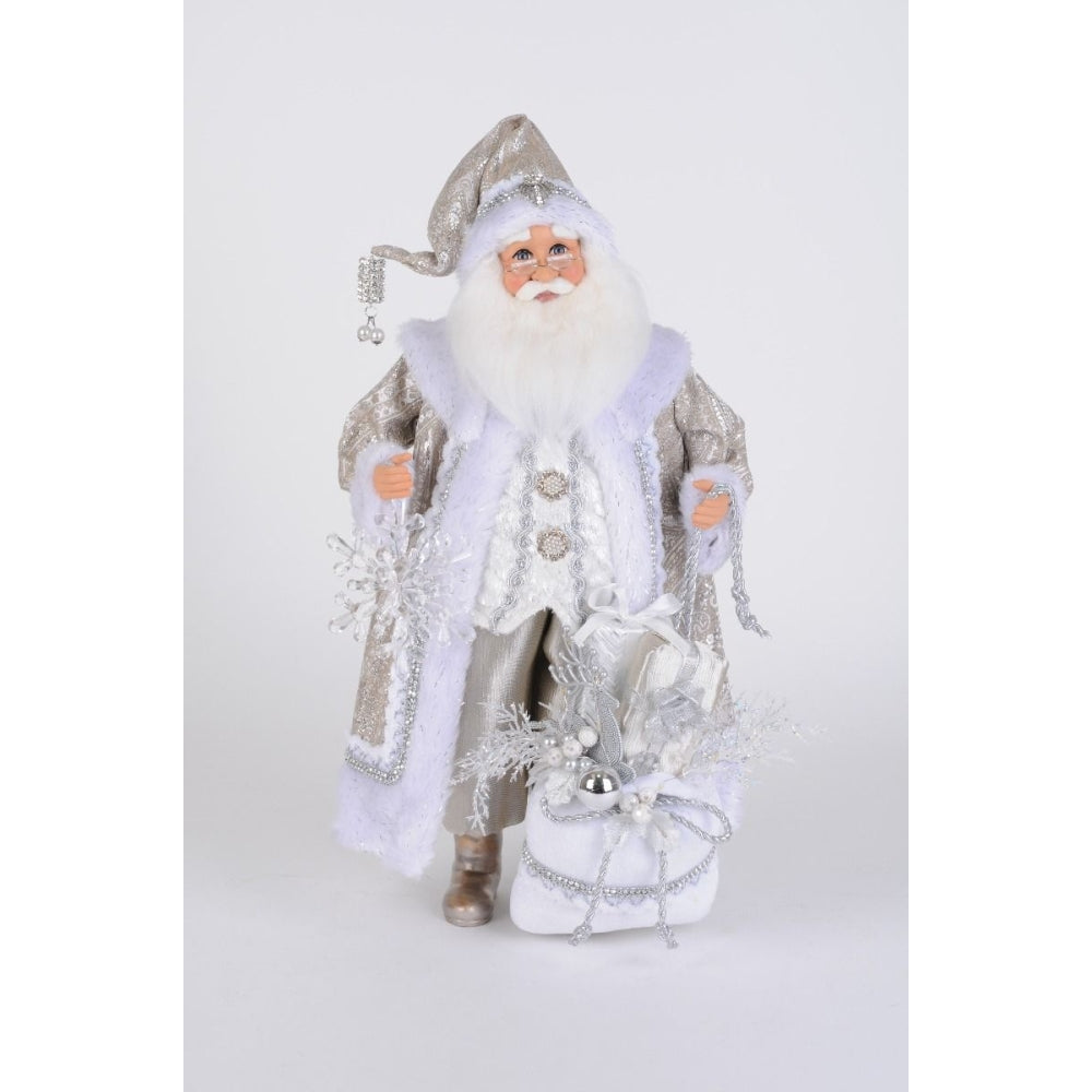 Karen Didion Lighted White Christmas Santa Figurine Polyresin