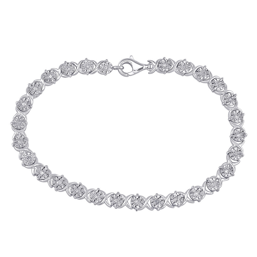 GND Sterling Silver Womens Round Diamond Fashion Tennis Bracelet 1/3 Cttw