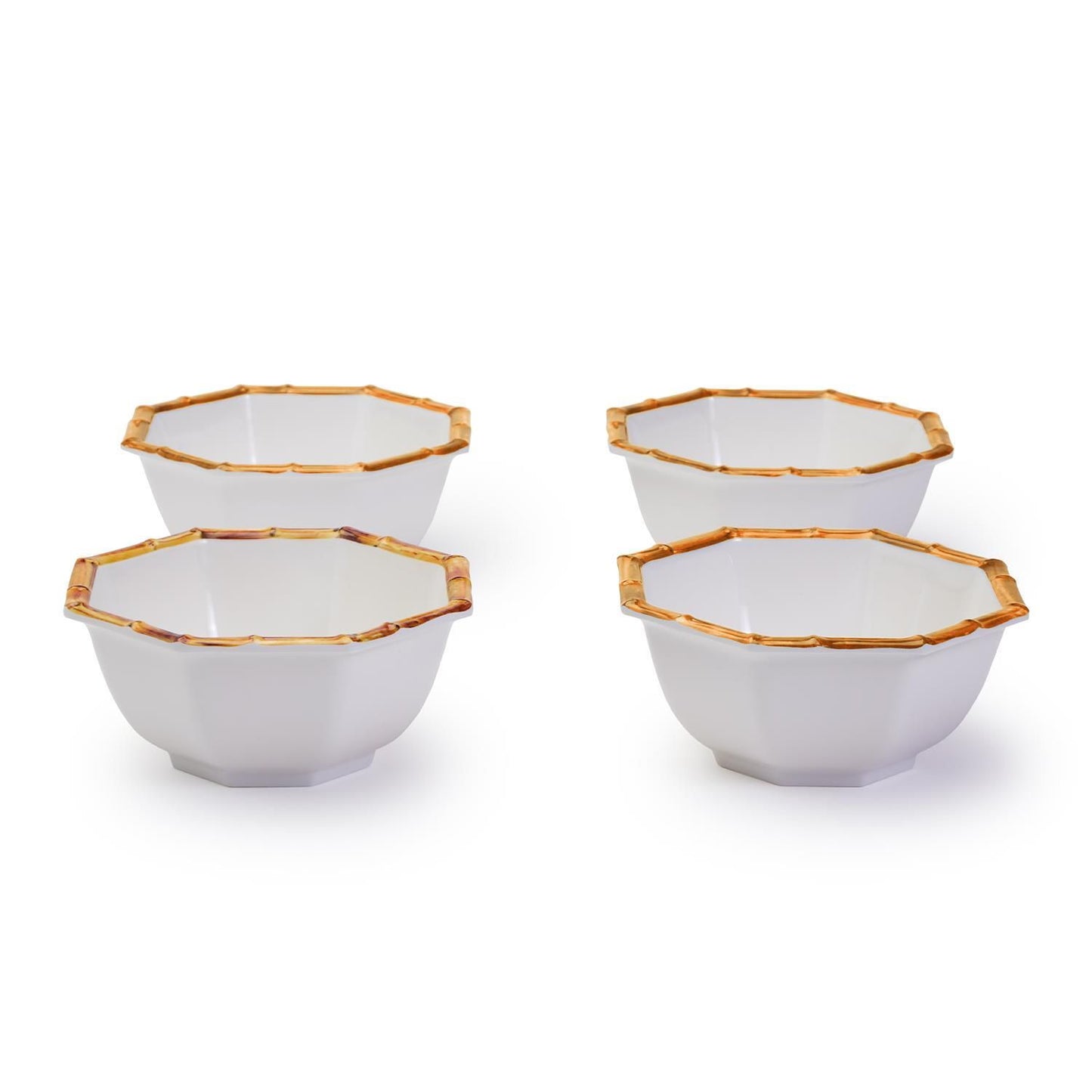 Two's Company Bamboo Touch Set of 4 Octagonal Multipurpose Individual Bowls