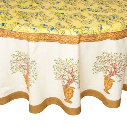Couleur Nature Olive Tree Khaki/Blue Tablecloth