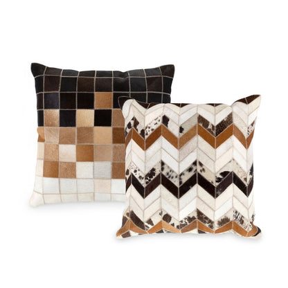 Park Hill Collection Hair-On Hide Leather Patchwork Pillow