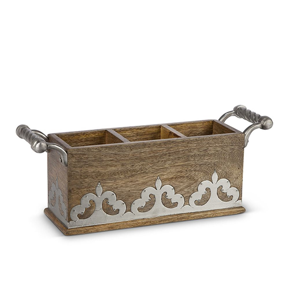 Gerson Companies Wood and Metal Flatware Caddy