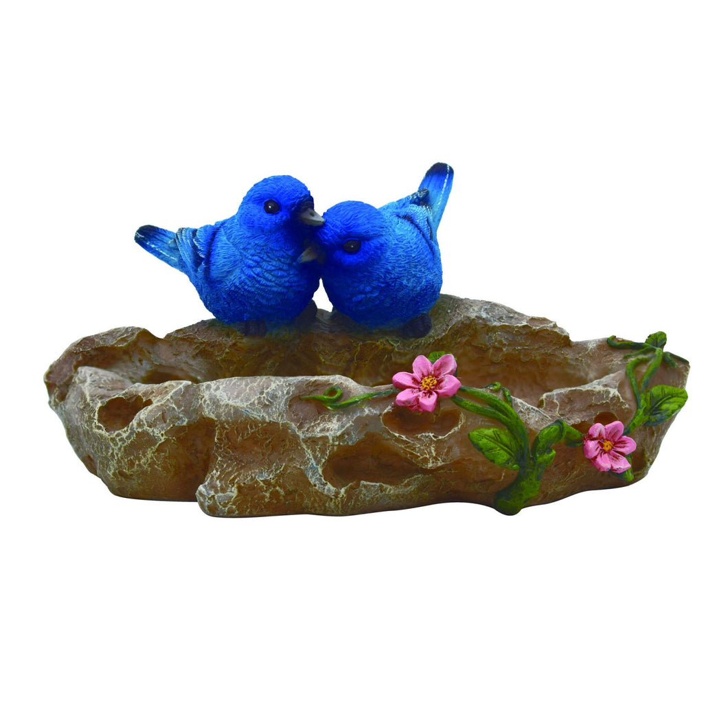 Transpac Resin Blue Birdie Bird Bath