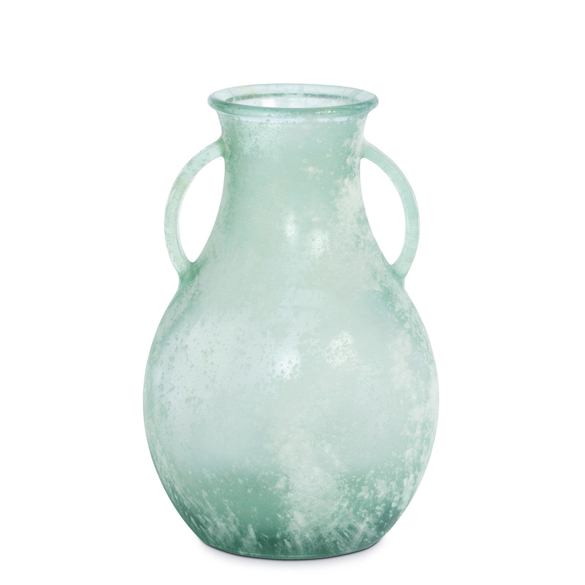 Park Hill Collection Glass Vase With Handles, Frosted Seafoam, Large