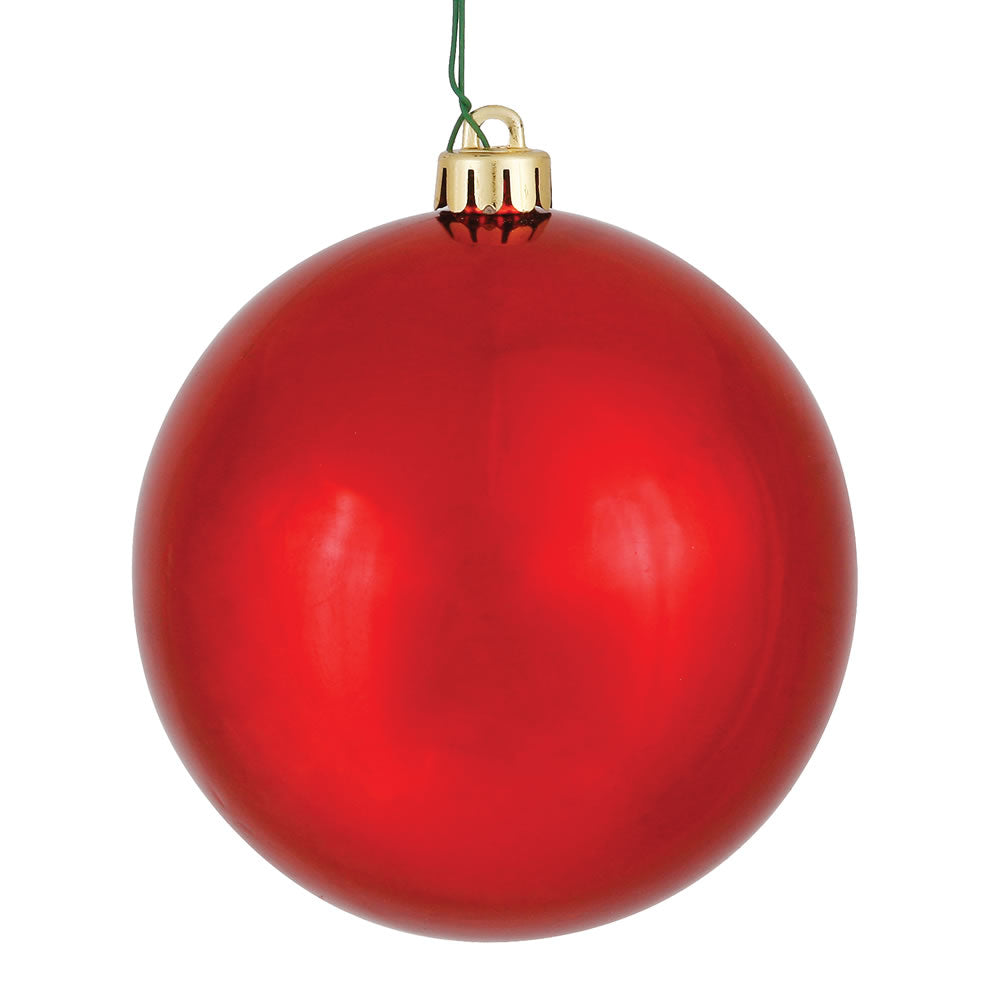 Vickerman 4.75" Red Shiny Ball Ornament, 4 per Bag, Plastic