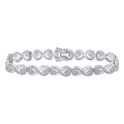 GND Sterling Silver Womens Round Diamond Infinity Bracelet 1/4 Cttw