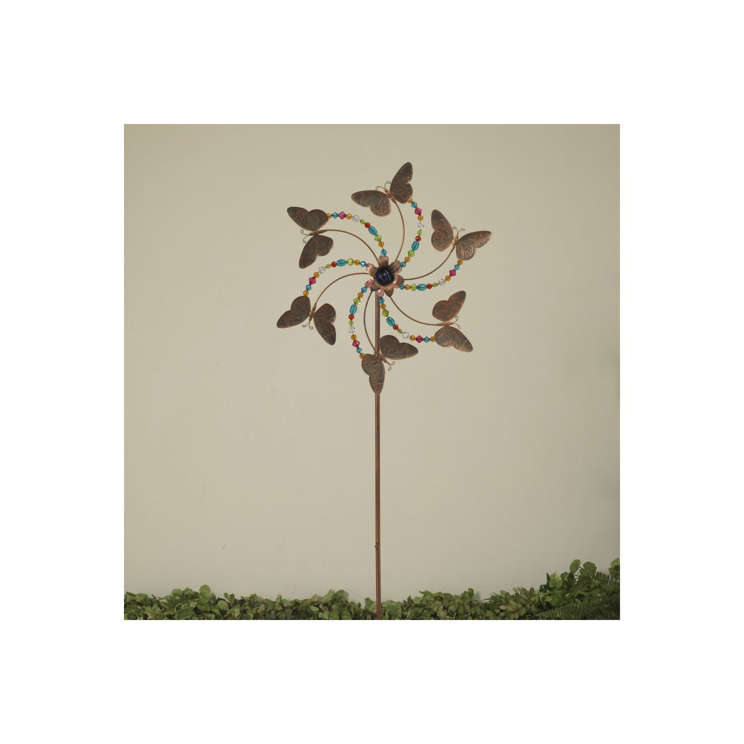 Gerson Company 63"H Metal Butterfly Wind Spinner Yard Stake W/ Jewels