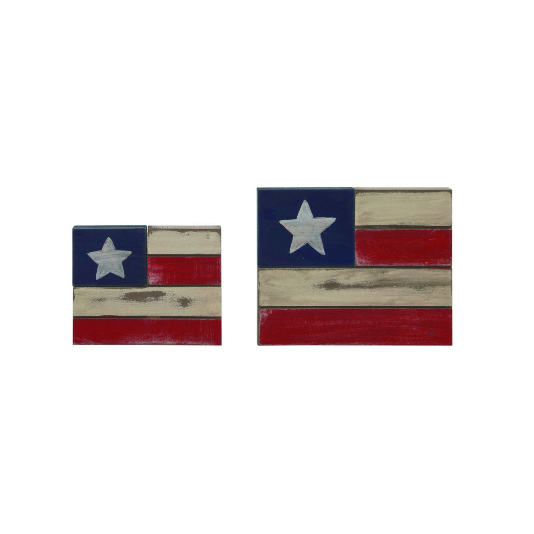 Transpac MDF American Flag Stacked Block Decor, Set Of 2