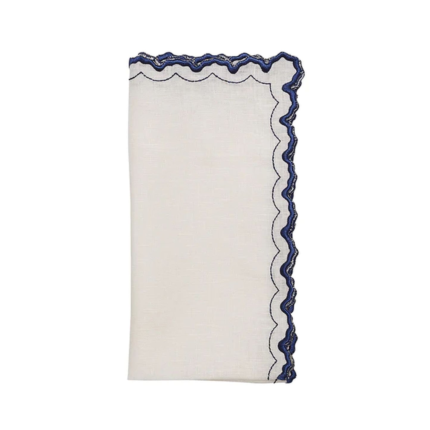 Kim Seybert Arches Napkin in White & Blue, Set of 4