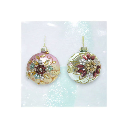 A Very Fairy Christmas Set Of 2 Assortment Jeweled Purple / Blue Ornaments