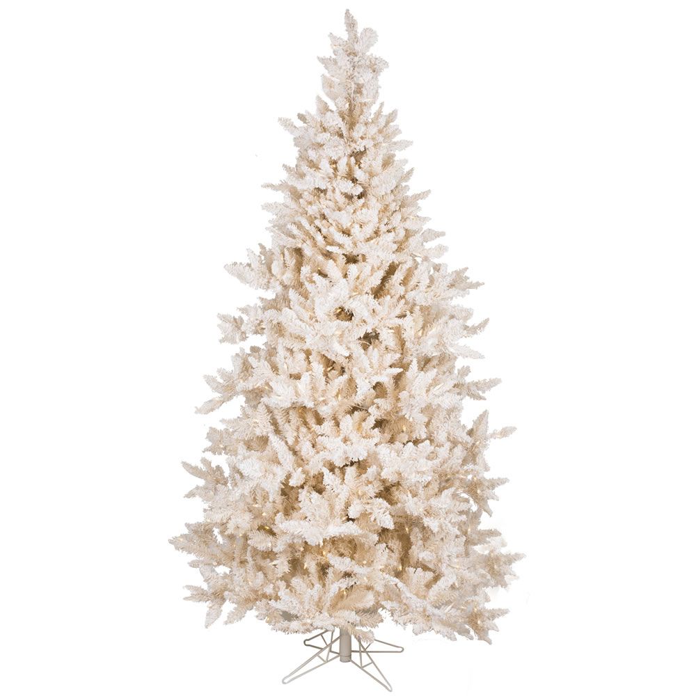 Vickerman 7.5' Flocked Vintage Fir Christmas Tree, Warm White LED Lights