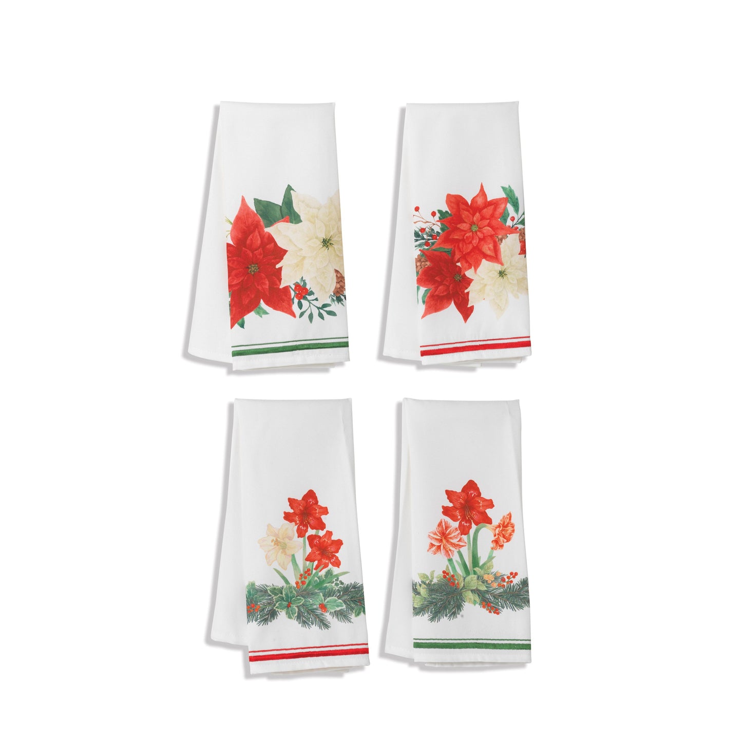 Gerson Company 28"L Fabric Holiday Design Tea Towel, 4 Asst
