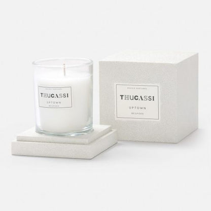 Thucassi Uptown Candle, Shagreen Sand Base, Morning Breeze Scent, 8oz.