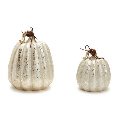 Two's Company Touch Of Gold Set Of 2 Decorative Pumpkins