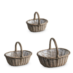 Raz Imports Farmstead 15.5" Handled Baskets, Set of 3