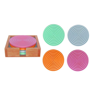 Transpac Dolomite Mod Coasters With Tray, Set Of 4