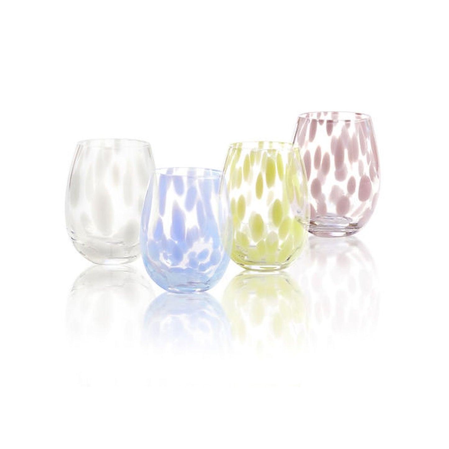 Qualia Glass Lacey Stemless Wine Set Of 4 Assorted Color