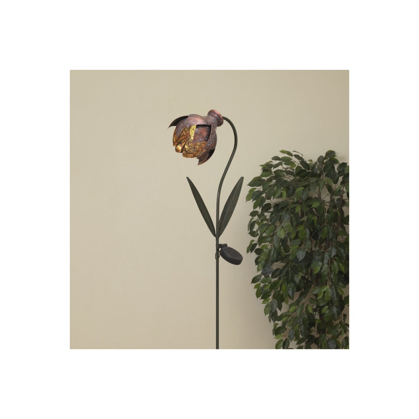 Gerson Company 35.4"H Solar Lighted Metal Flower W/ Glass Ball Yard Stake