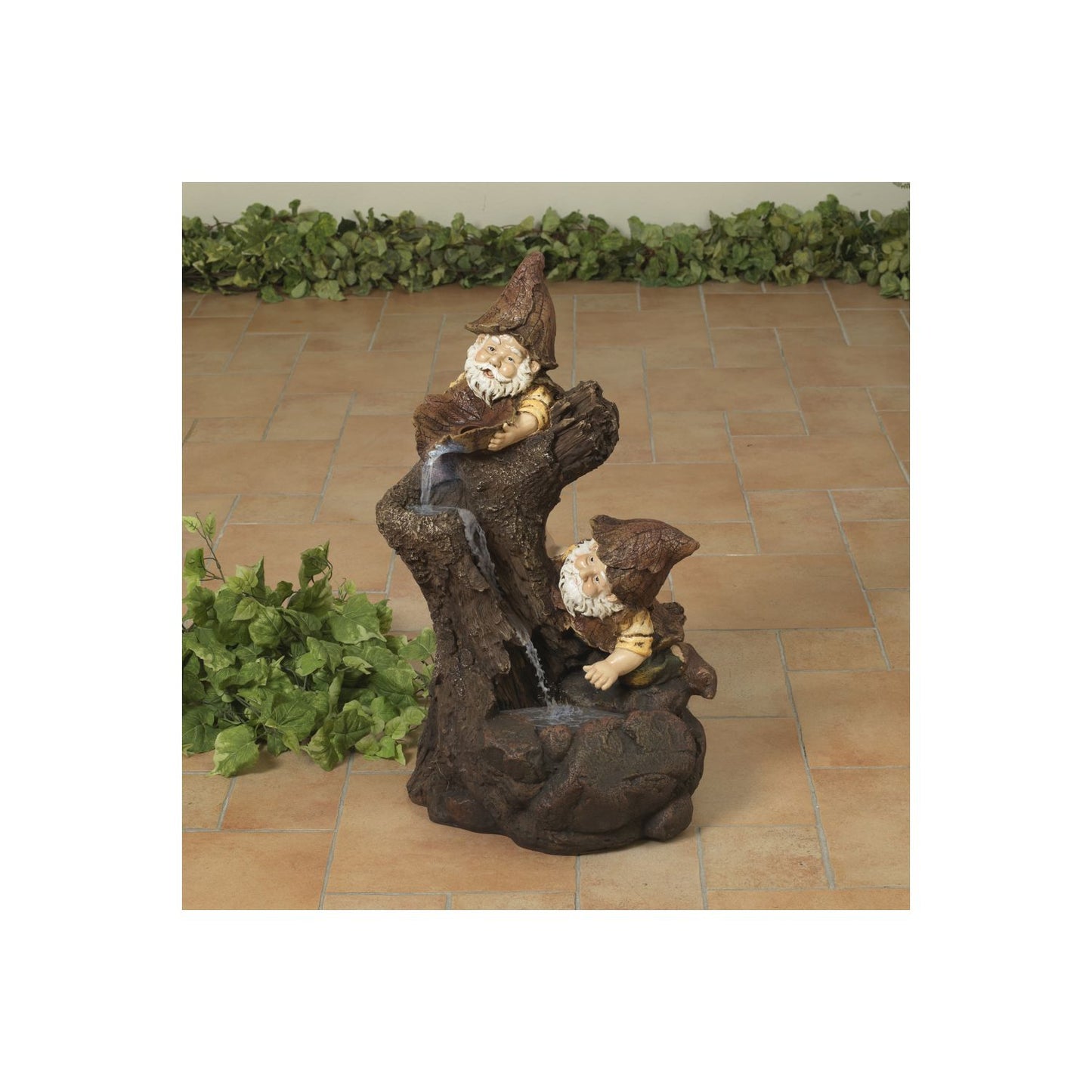 Gerson Company 26.5"H Ul Electric Lighted Polyresin Garden Gnomes Water Fountain