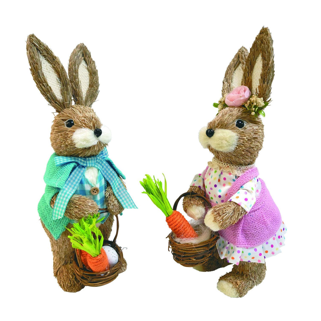 Transpac Sisal Easter Parade Bunny, Set Of 2, Assortment