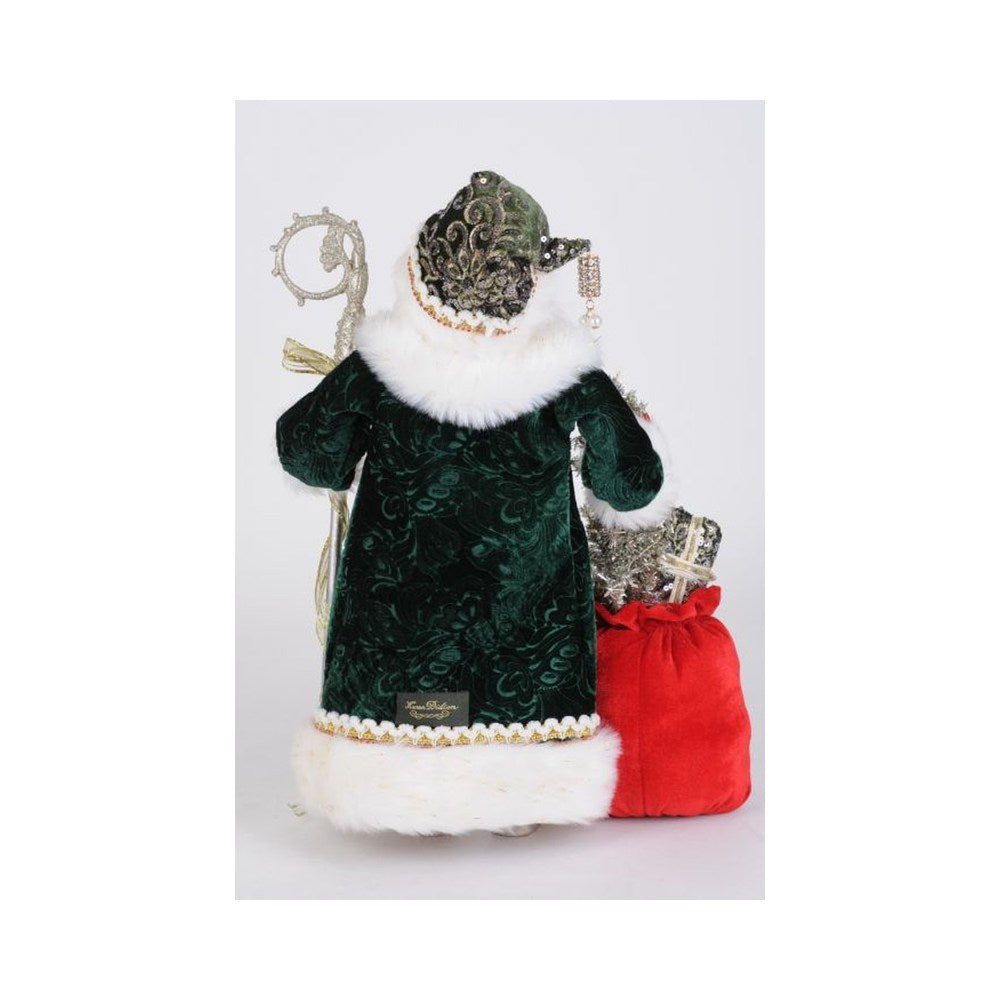 Karen Didion Lighted Sparkling Emerald Santa Figurine, 19 Inches