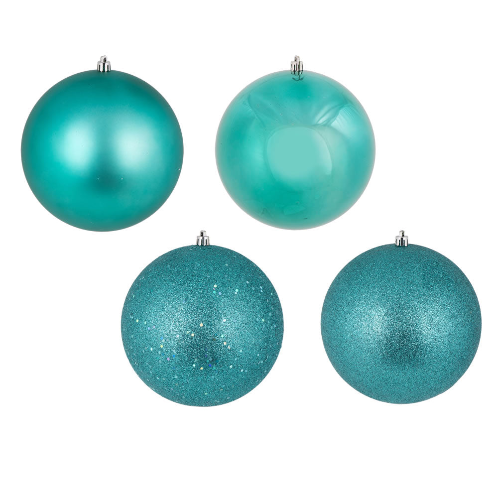Vickerman 2.75" Teal 4-Finish Ball Ornament Assortment, 20 per Box, Plastic