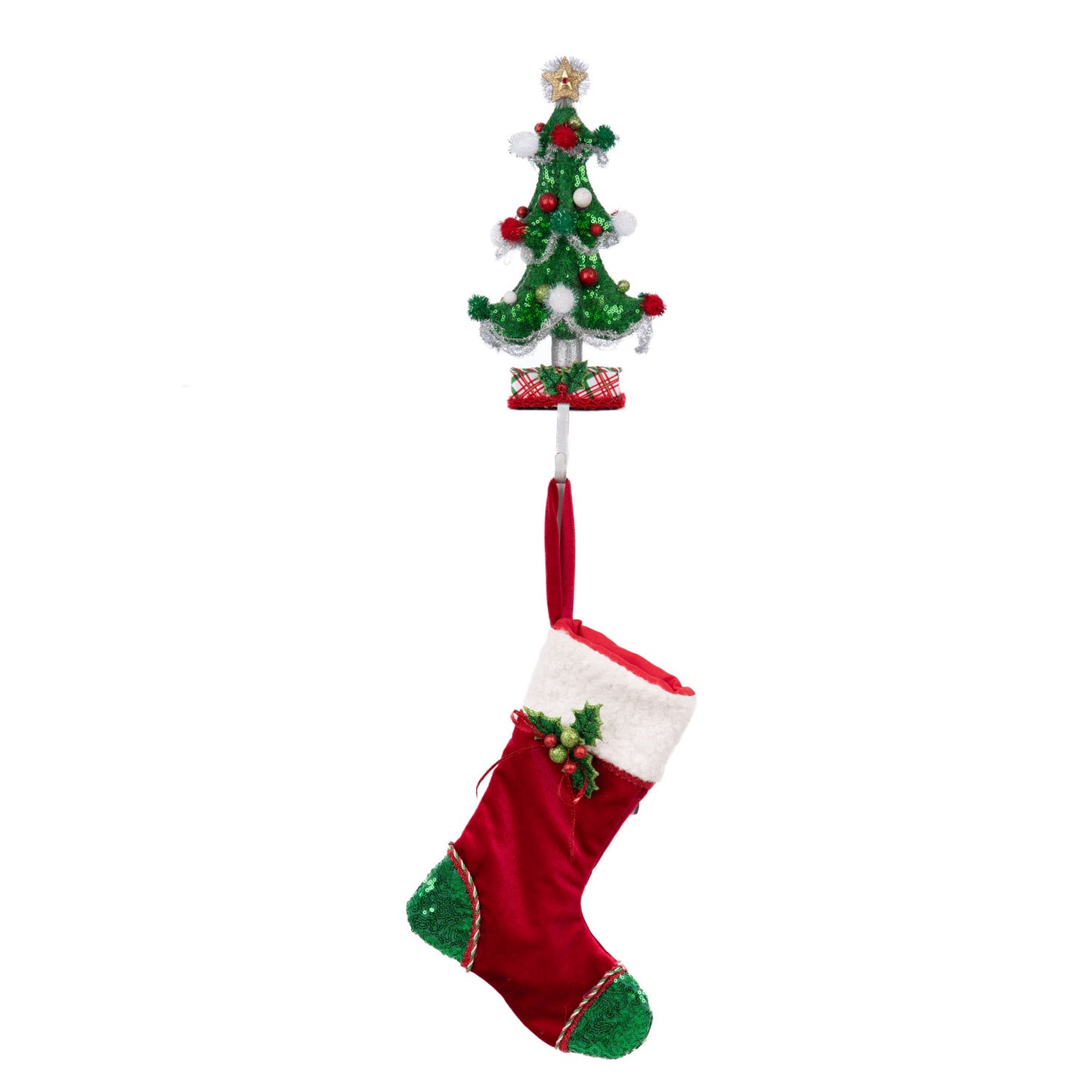 Village Of Holly Woods 2024 Whimsical Tree Stocking Holder, 13.5-Inch