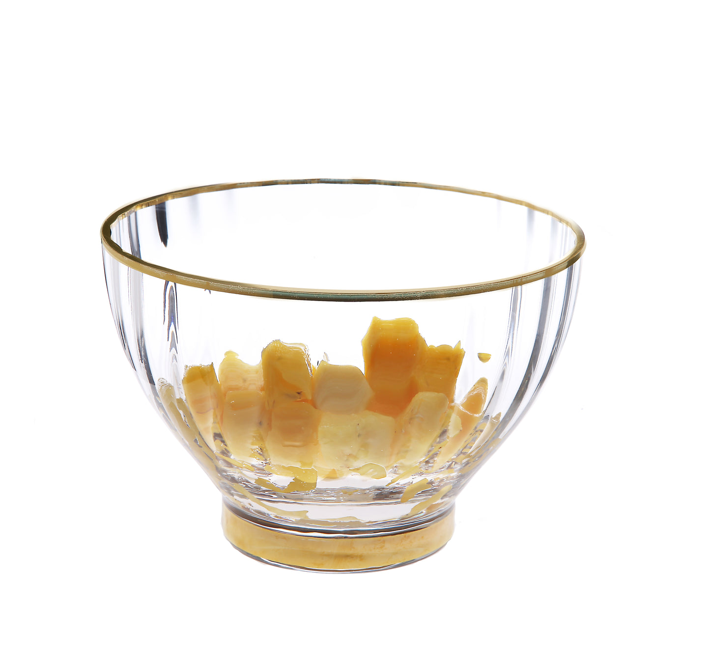 Classic Touch S/4 Straight Line Dessert Bowls With Vivid Gold Rim And Base