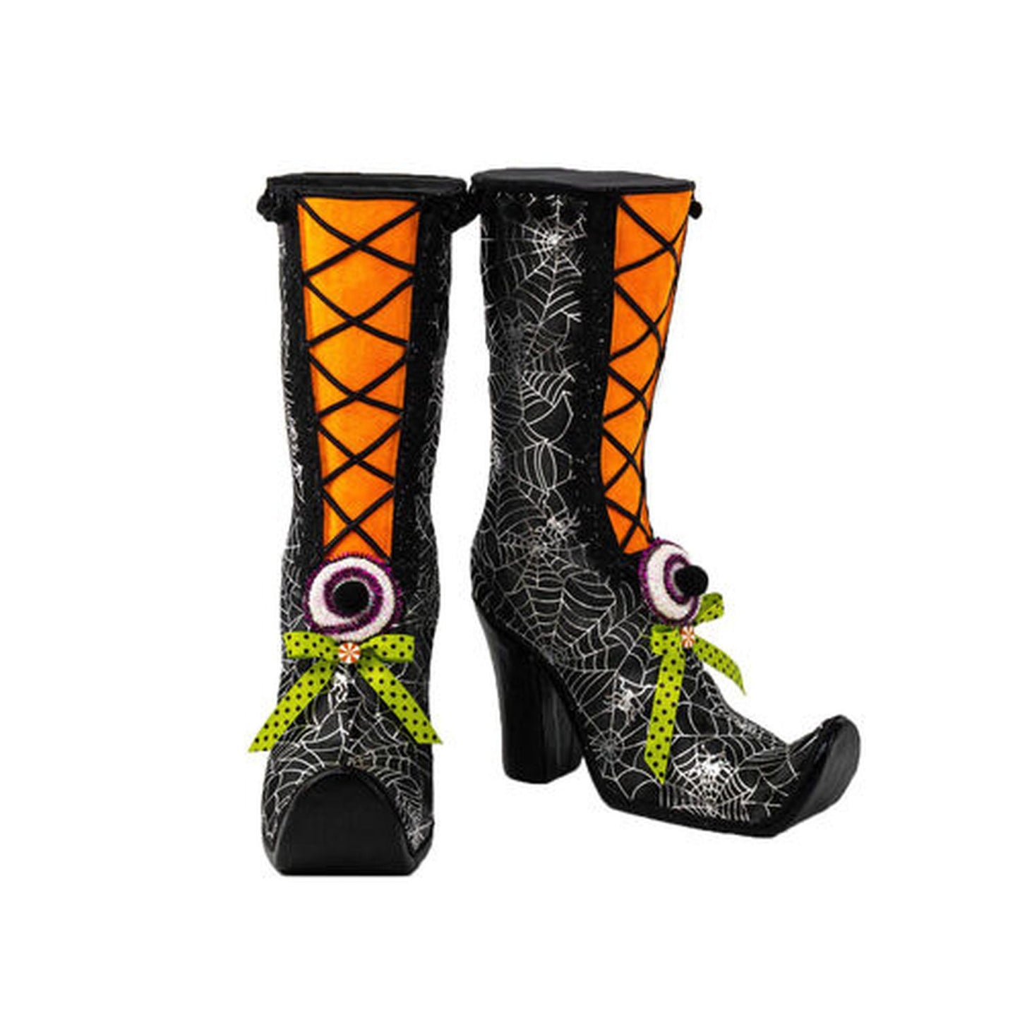 December Diamonds Halloween Carnival 15" Black With Orange Witch Boots Figurine