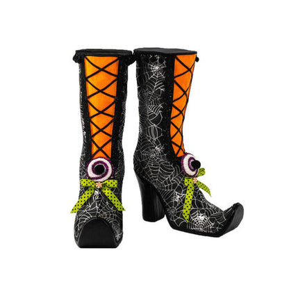 December Diamonds Halloween Carnival 15" Black With Orange Witch Boots Figurine