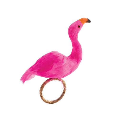 Kim Seybert Flamingo Napkin Ring, Set of 4, Pink, Styrofoam, 2" x 5"