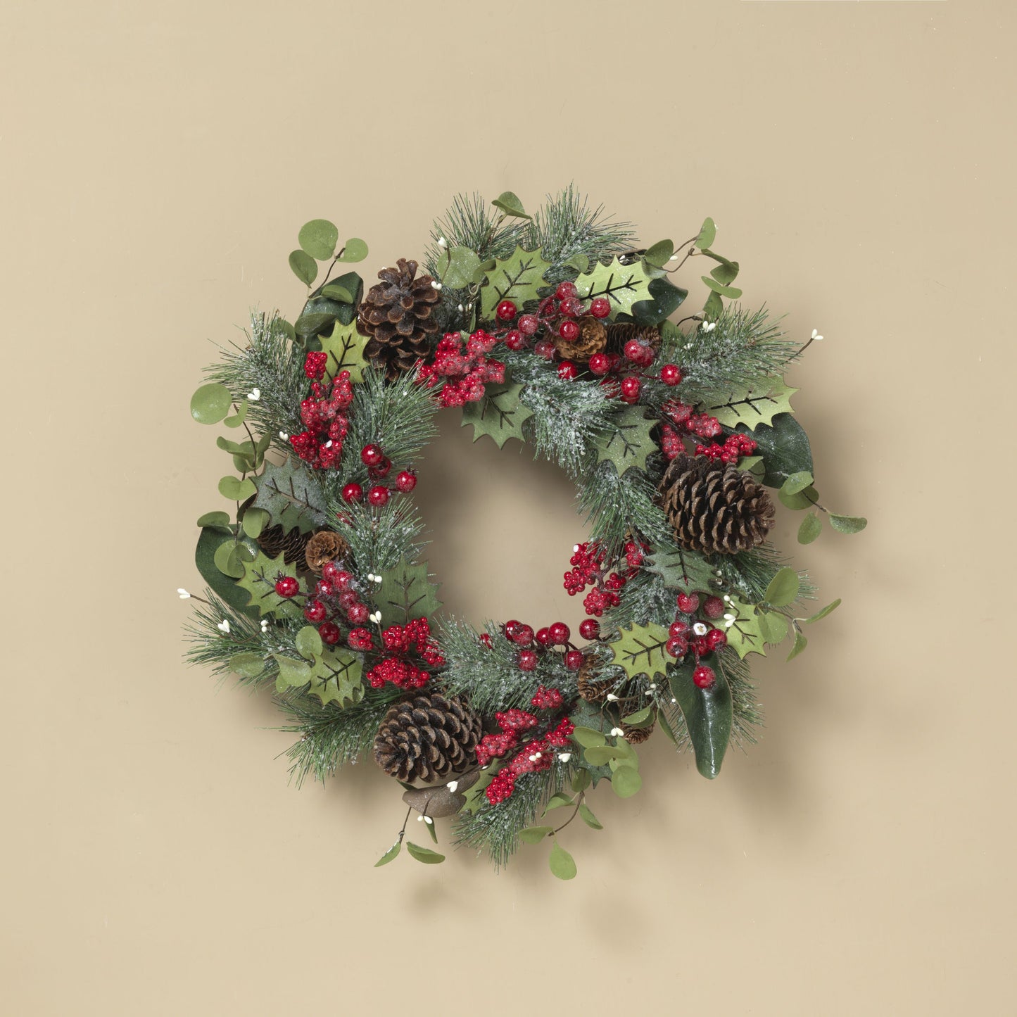 Gerson Company 24"D Holiday Wreath W/ Pinecone & Berry Accent