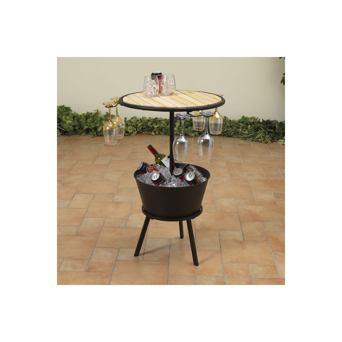 Gerson Company 35.75"H Metal & Wood Outdoor Table W/ Ice Bucket