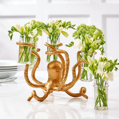 Two's Company Gold Octopus Shot Glass Holder