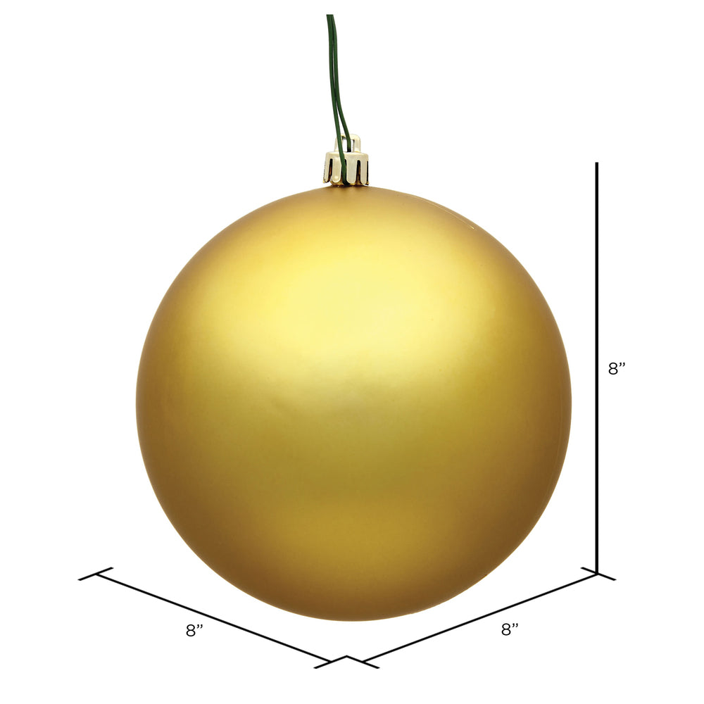 Vickerman 8" Gold Matte Ball Ornament, Plastic