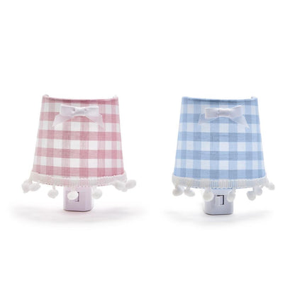 Gingham Nightlight with Bow And Pom Pom Trim in Gift Box Assorted 2 Colors