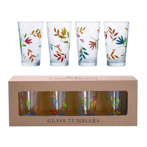 Transpac Glass Easter Floral Tumbler In Package, Set Of 4
