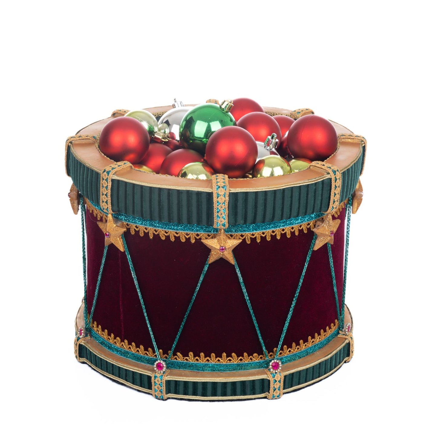 Katherine's Collection Nutcracker Drum Candy Container, 12x9 Inches, Red/Green Resin