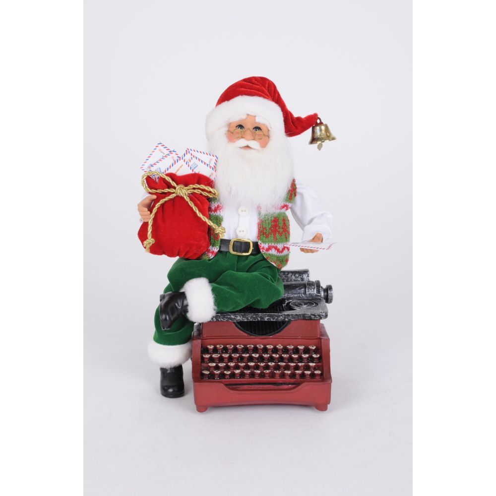 Karen Didion Originals Typewriter Santa Figurine, 10 Inches
