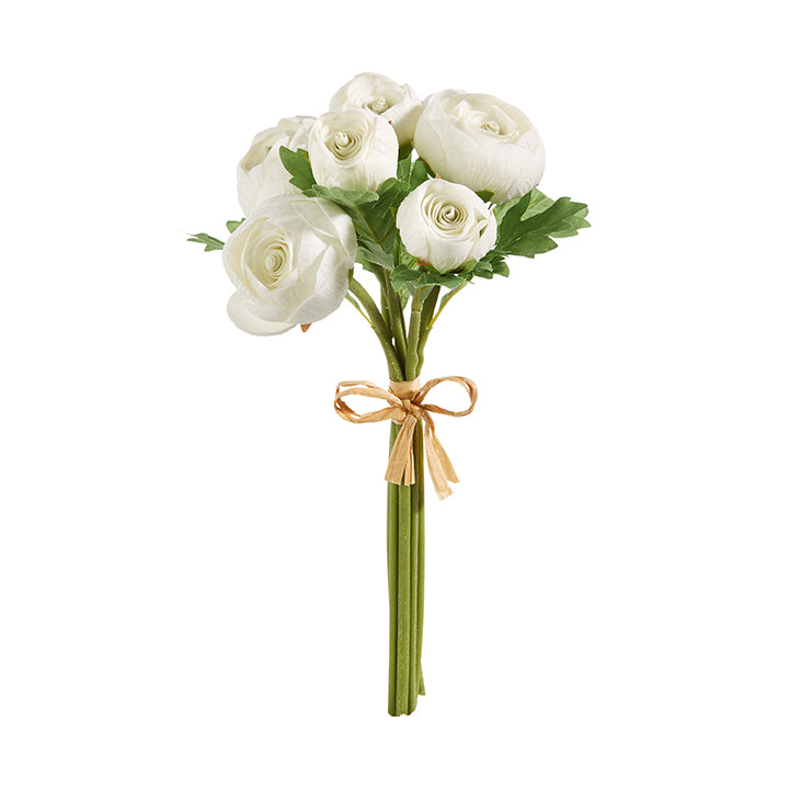 Raz Imports 2023 The Flower Shop 11" Real Touch White Ranunculus Bundle