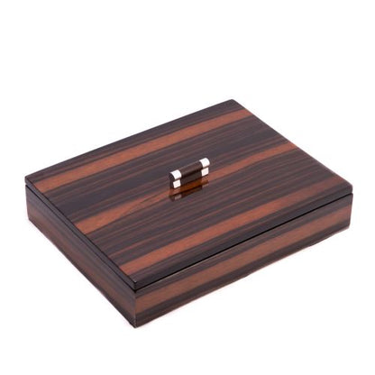 Bey Berk "Ebony" Lacquered Burl Wood Tray With Cover